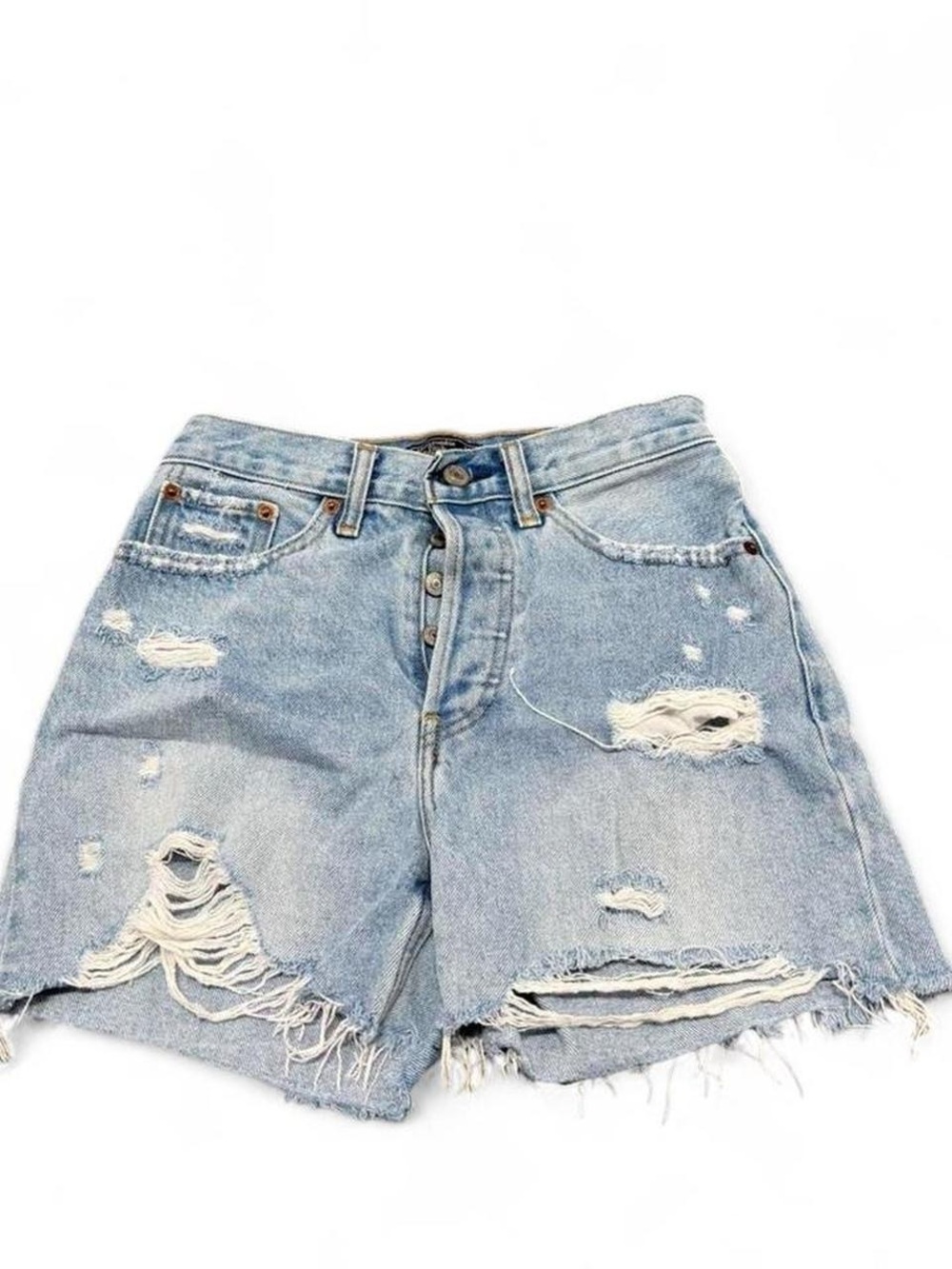 Abercrombie & Fitch Light Blue Distressed Denim Shorts
